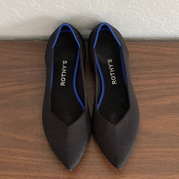 Rothys The Point Womens 8 Black Knit Mesh Ballet Flats Casual Comfort Slip-Ons - Picture 4 of 9